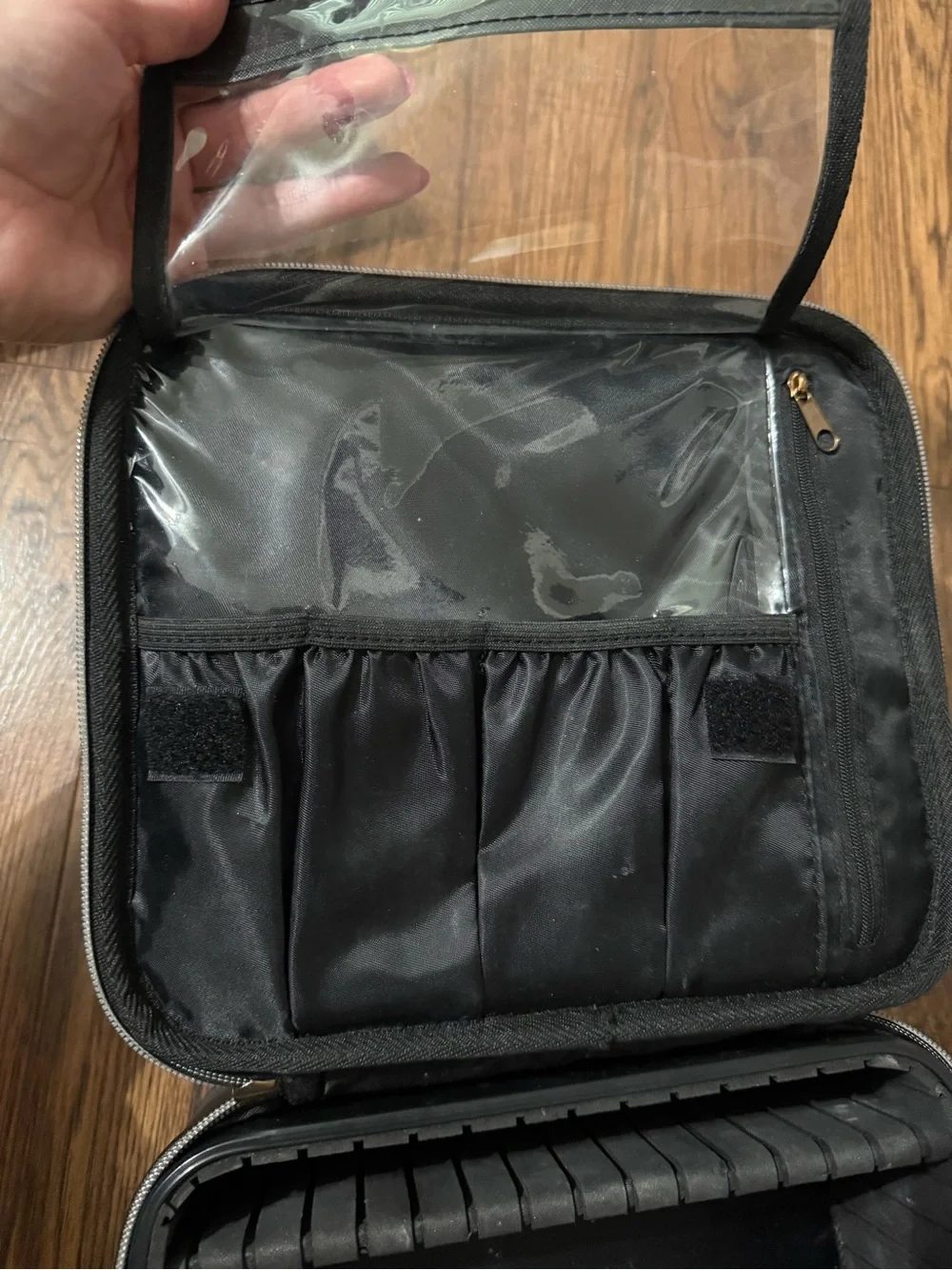 Black Leather Travel Toiletry Bag - Unbranded